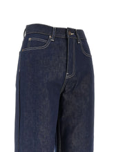 Tory Burch Straight Leg Contrast Cuff Jeans Blue