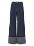 Tory Burch Straight Leg Contrast Cuff Jeans Blue