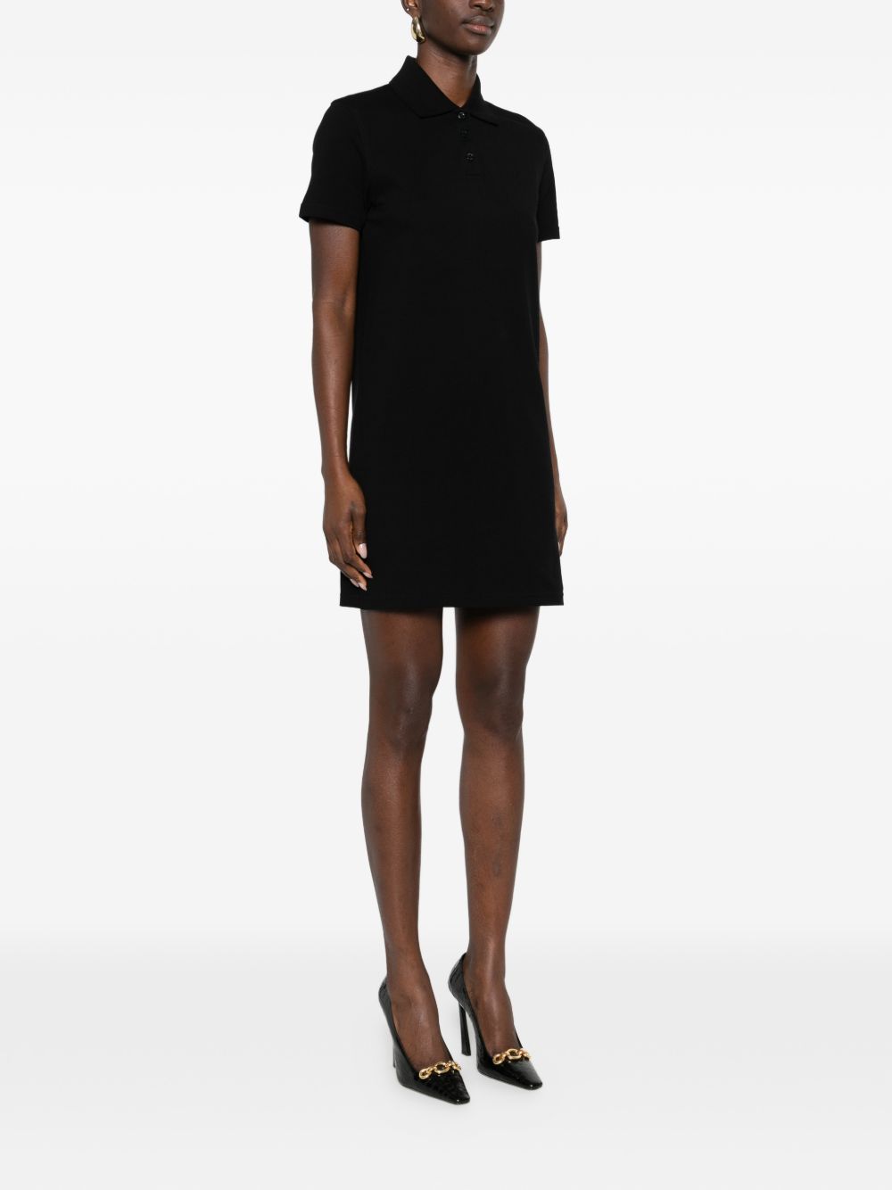 Saint Laurent Cotton Polo Mini Dress Black
