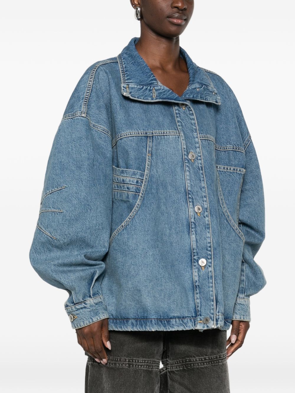 The Attico Denim Cotton Jacket Clear Blue