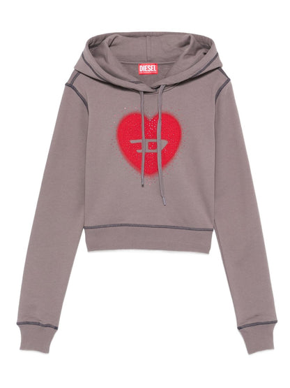 Diesel Heart Cotton Hoodie Grey