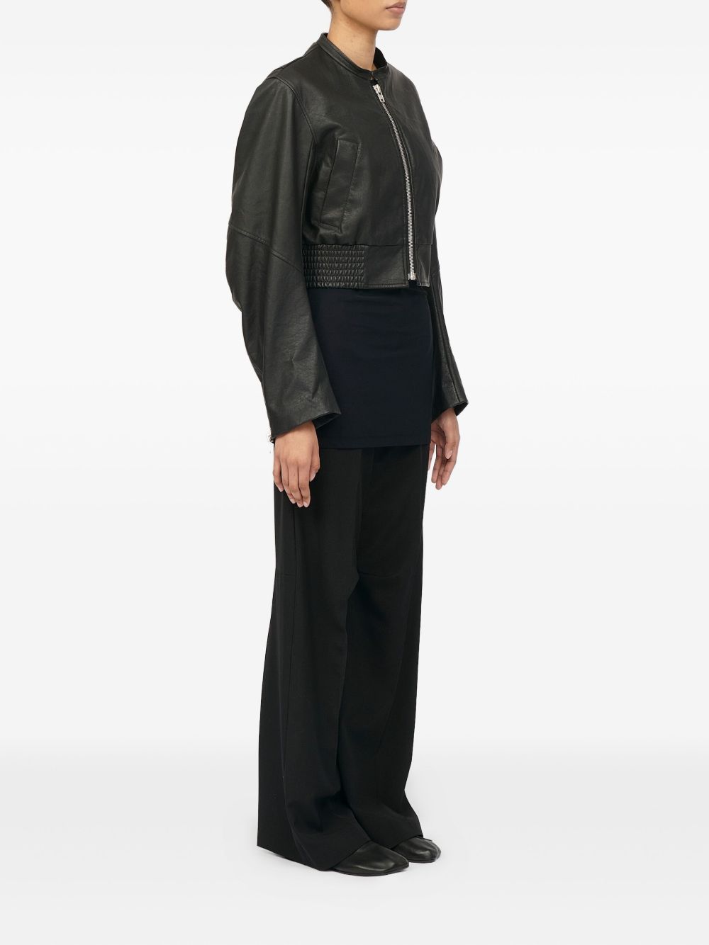 MM6 Maison Margiela Leather Effect Bomber Jacket Black