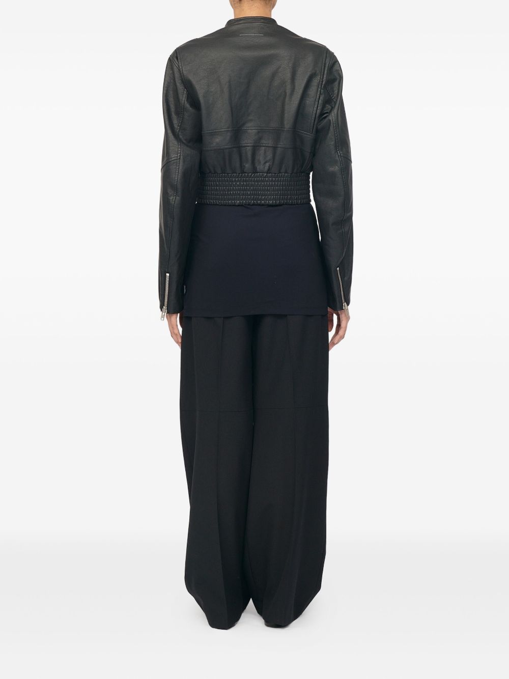 MM6 Maison Margiela Leather Effect Bomber Jacket Black