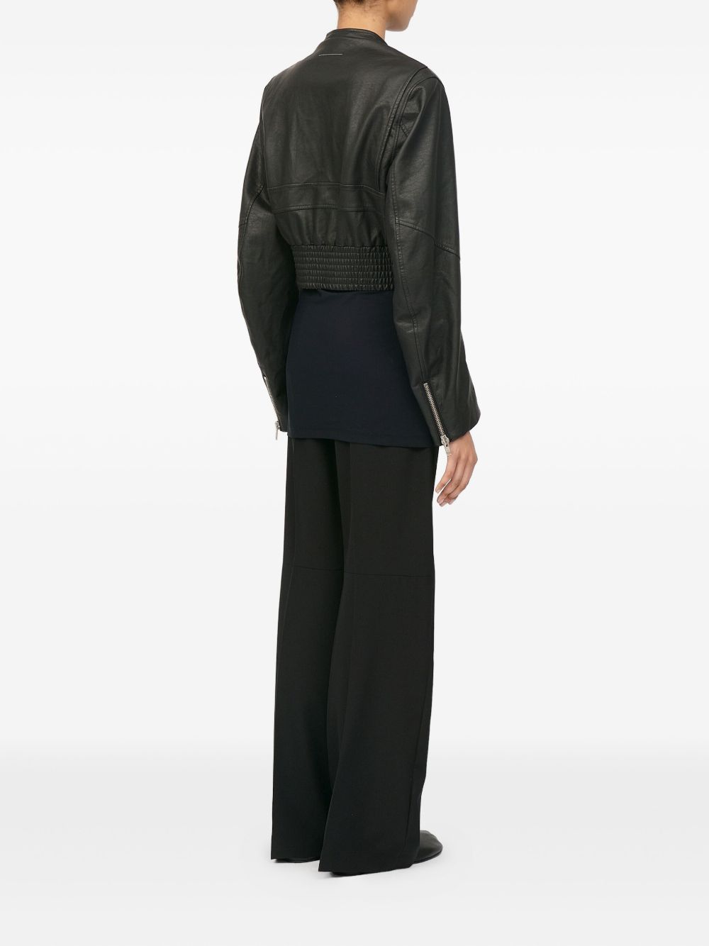 MM6 Maison Margiela Leather Effect Bomber Jacket Black