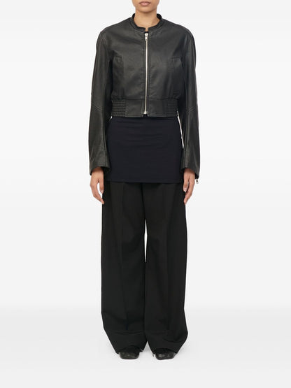MM6 Maison Margiela Leather Effect Bomber Jacket Black
