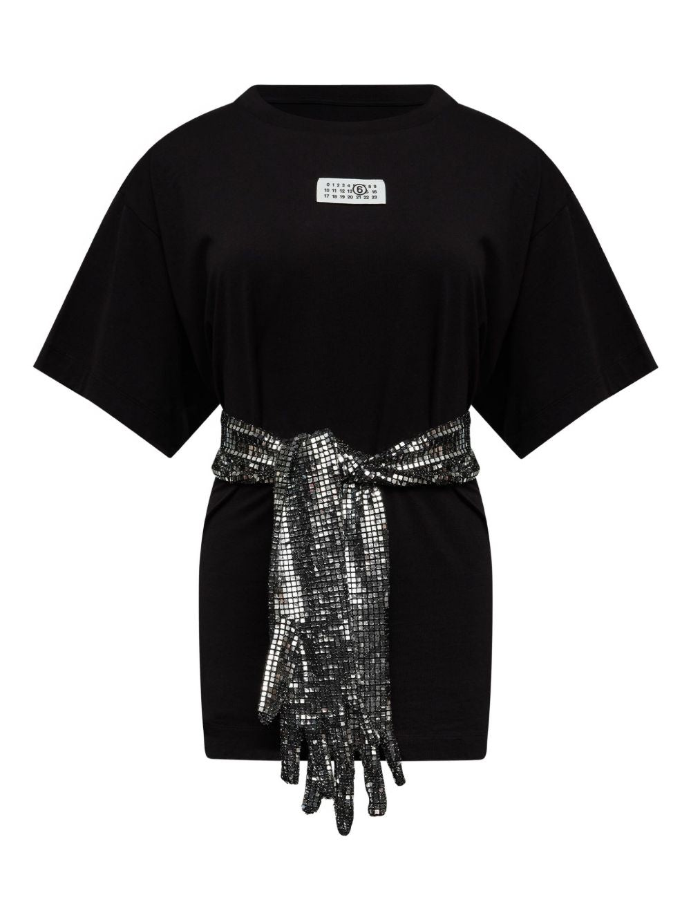 MM6 Maison Margiela Cotton Sequin Belted T-Shirt Black