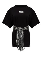 MM6 Maison Margiela Cotton Sequin Belted T-Shirt Black