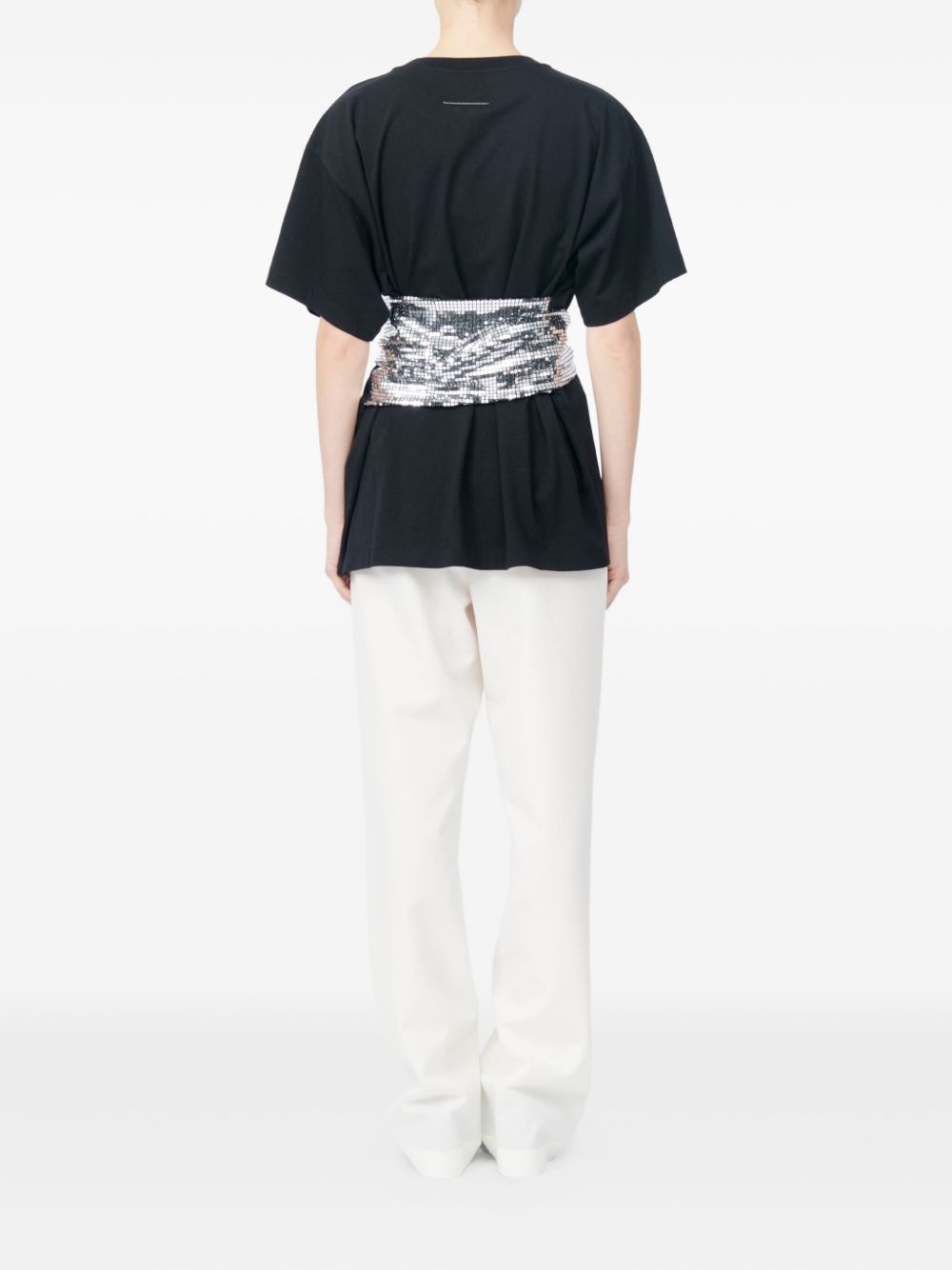 MM6 Maison Margiela Cotton Sequin Belted T-Shirt Black