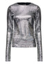 MM6 Maison Margiela Metallic Grid Crew Top Silver