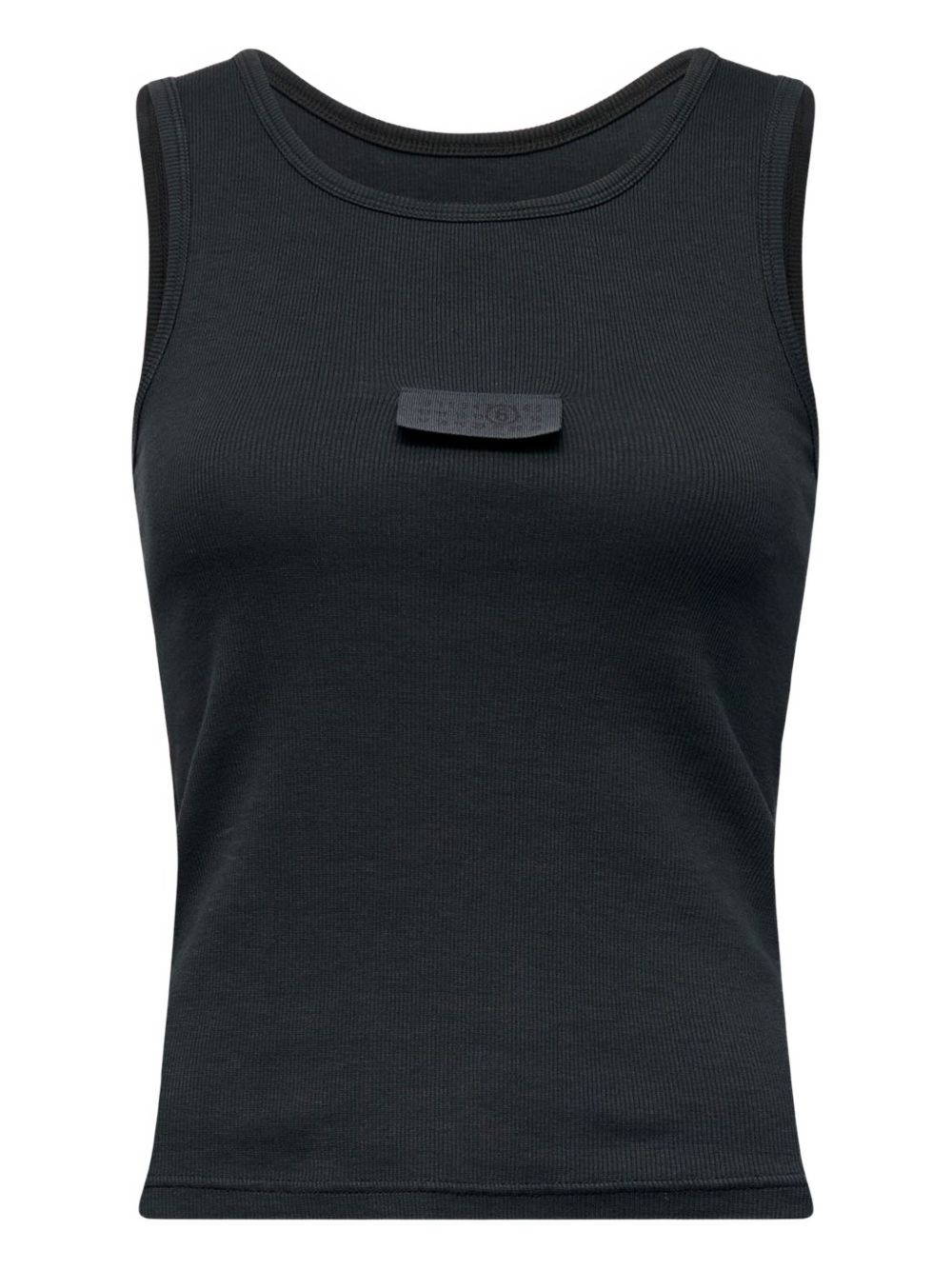 MM6 Maison Margiela Ribbed Plaque Cotton Tank Black