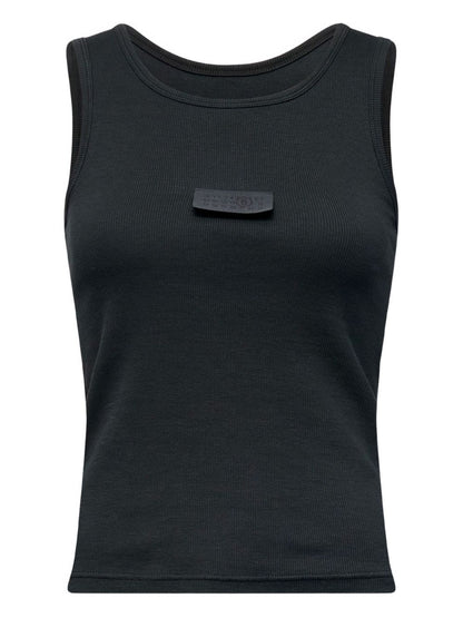 MM6 Maison Margiela Ribbed Plaque Cotton Tank Black