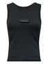 MM6 Maison Margiela Ribbed Plaque Cotton Tank Black