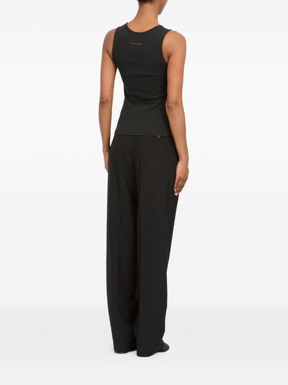 MM6 Maison Margiela Ribbed Plaque Cotton Tank Black