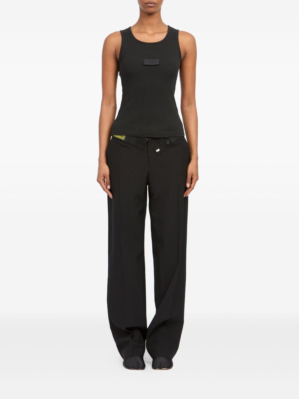 MM6 Maison Margiela Ribbed Plaque Cotton Tank Black