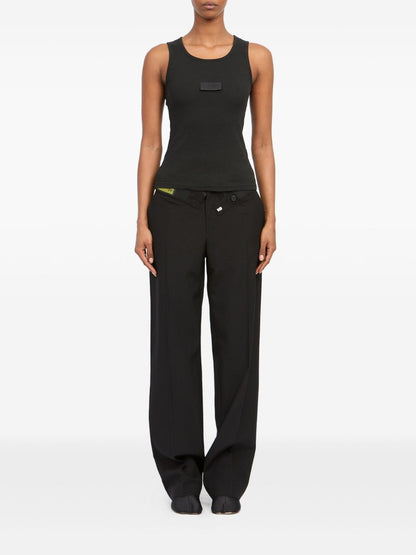 MM6 Maison Margiela Ribbed Plaque Cotton Tank Black