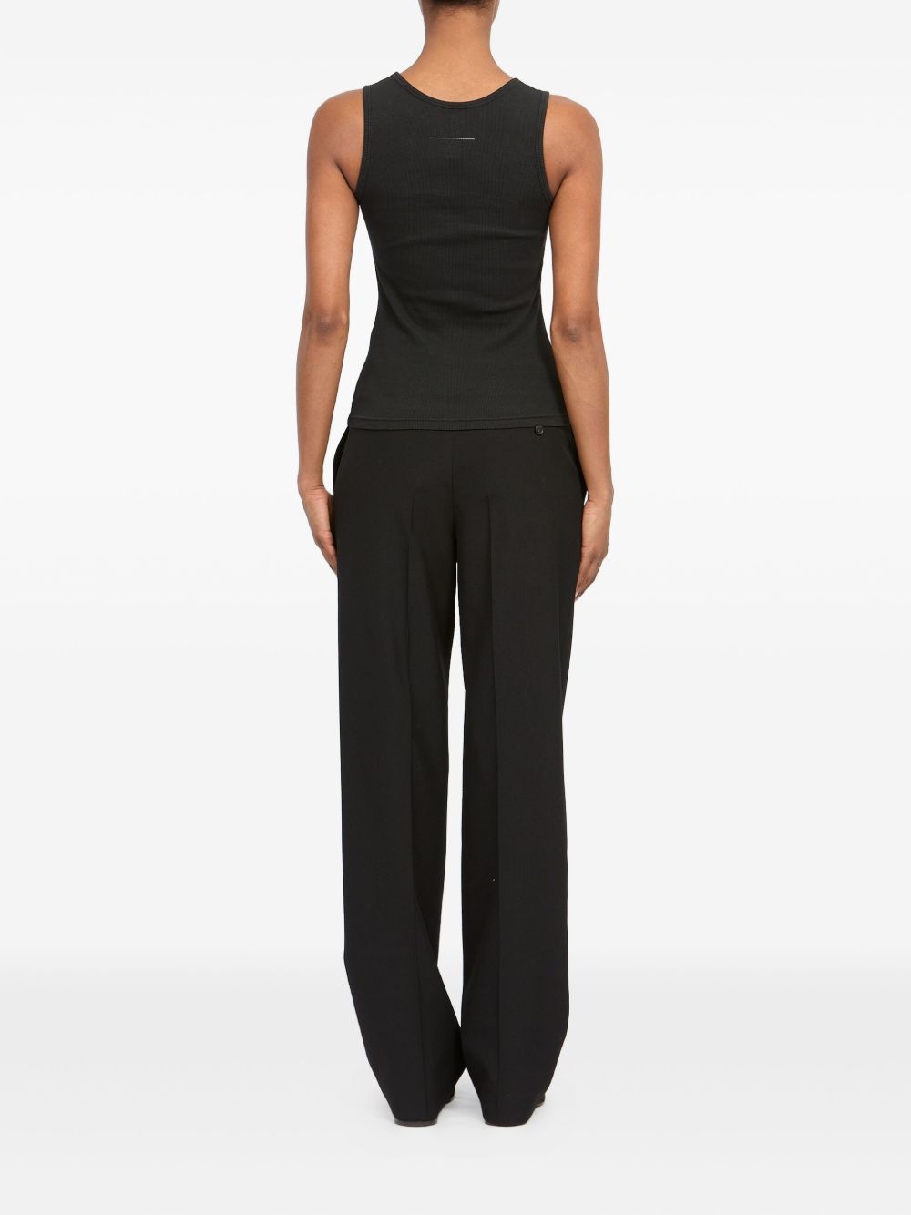 MM6 Maison Margiela Ribbed Plaque Cotton Tank Black