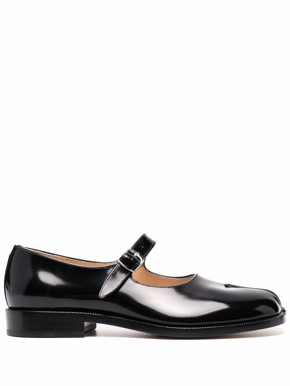 Maison Margiela Tabi Leather Mary Jane Flats Black
