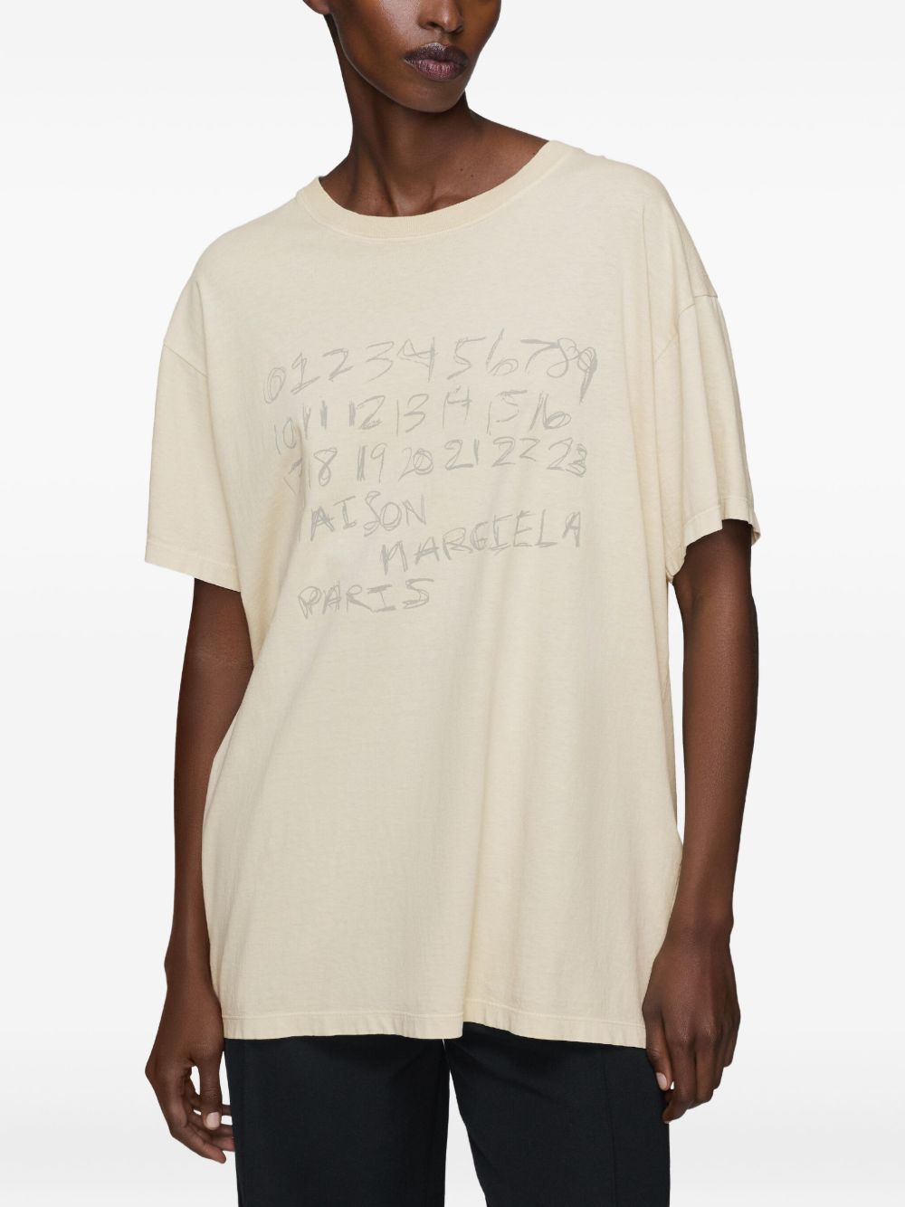 Maison Margiela Signature Numbers Cotton T-shirt Beige