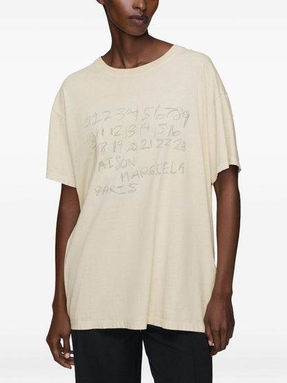 Maison Margiela Signature Numbers Cotton T-shirt Beige
