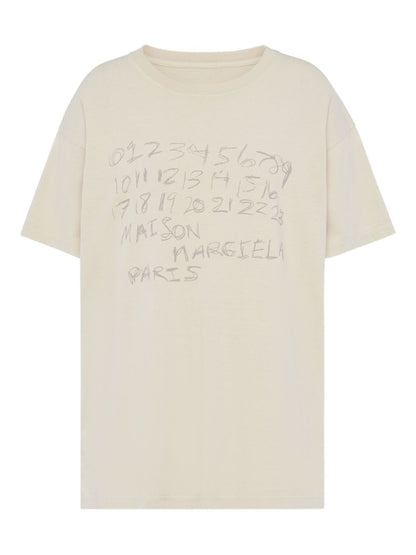 Maison Margiela Signature Numbers Cotton T-shirt Beige