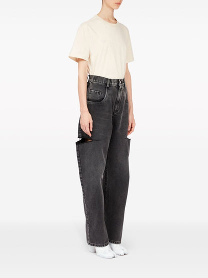 Maison Margiela Tapered Cut-Out Denim Jeans Grey
