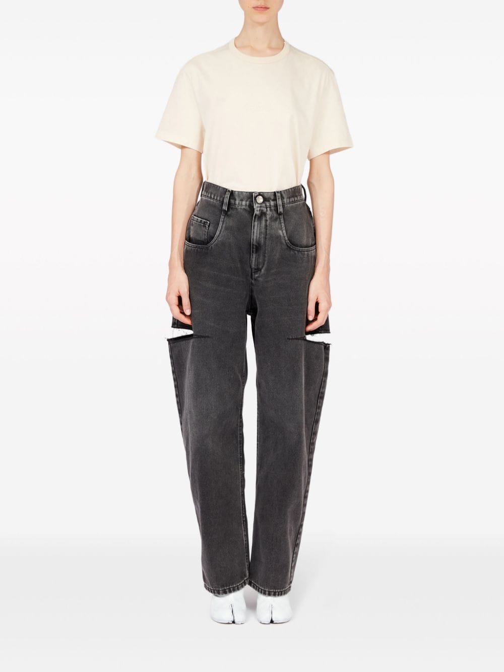 Maison Margiela Tapered Cut-Out Denim Jeans Grey