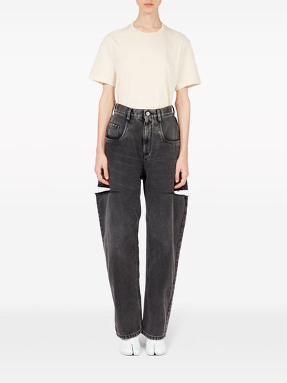 Maison Margiela Tapered Cut-Out Denim Jeans Grey