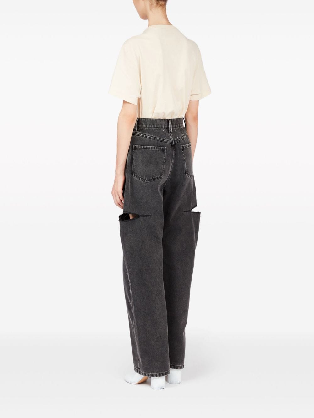 Maison Margiela Tapered Cut-Out Denim Jeans Grey