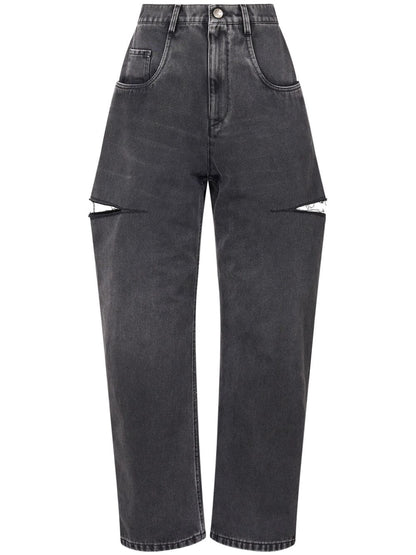 Maison Margiela Tapered Cut-Out Denim Jeans Grey