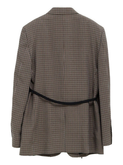 Balenciaga Check Print Tie Detail Jacket Khaki khaki