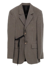 Balenciaga Check Print Tie Detail Jacket Khaki khaki