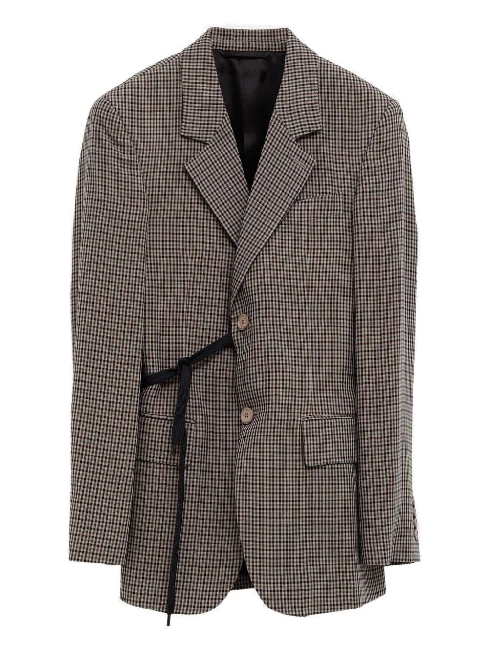 Balenciaga Check Print Tie Detail Jacket Khaki khaki