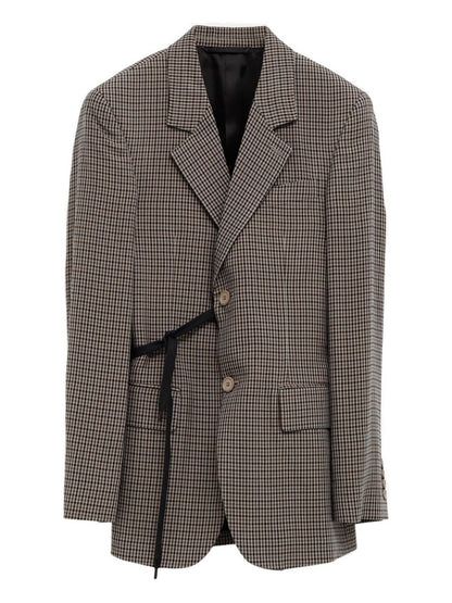 Balenciaga Check Print Tie Detail Jacket Khaki khaki
