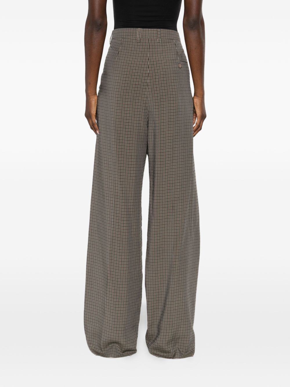 Balenciaga Checked Wide-Leg Trousers Khaki