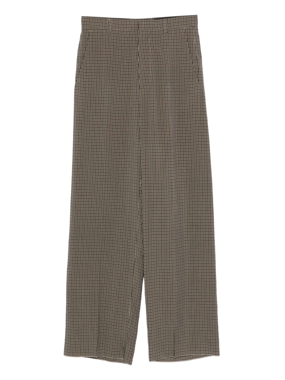 Balenciaga Checked Wide-Leg Trousers Khaki