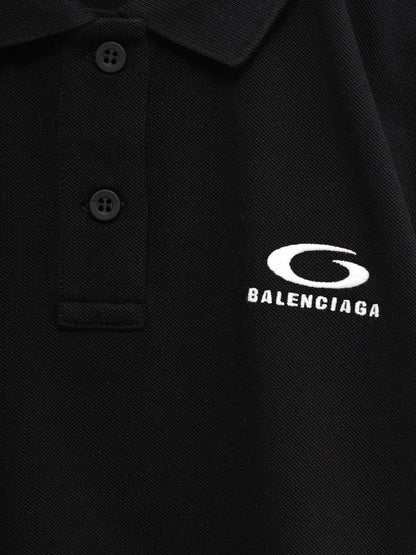 Balenciaga Cotton Button Polo Shirt Black black