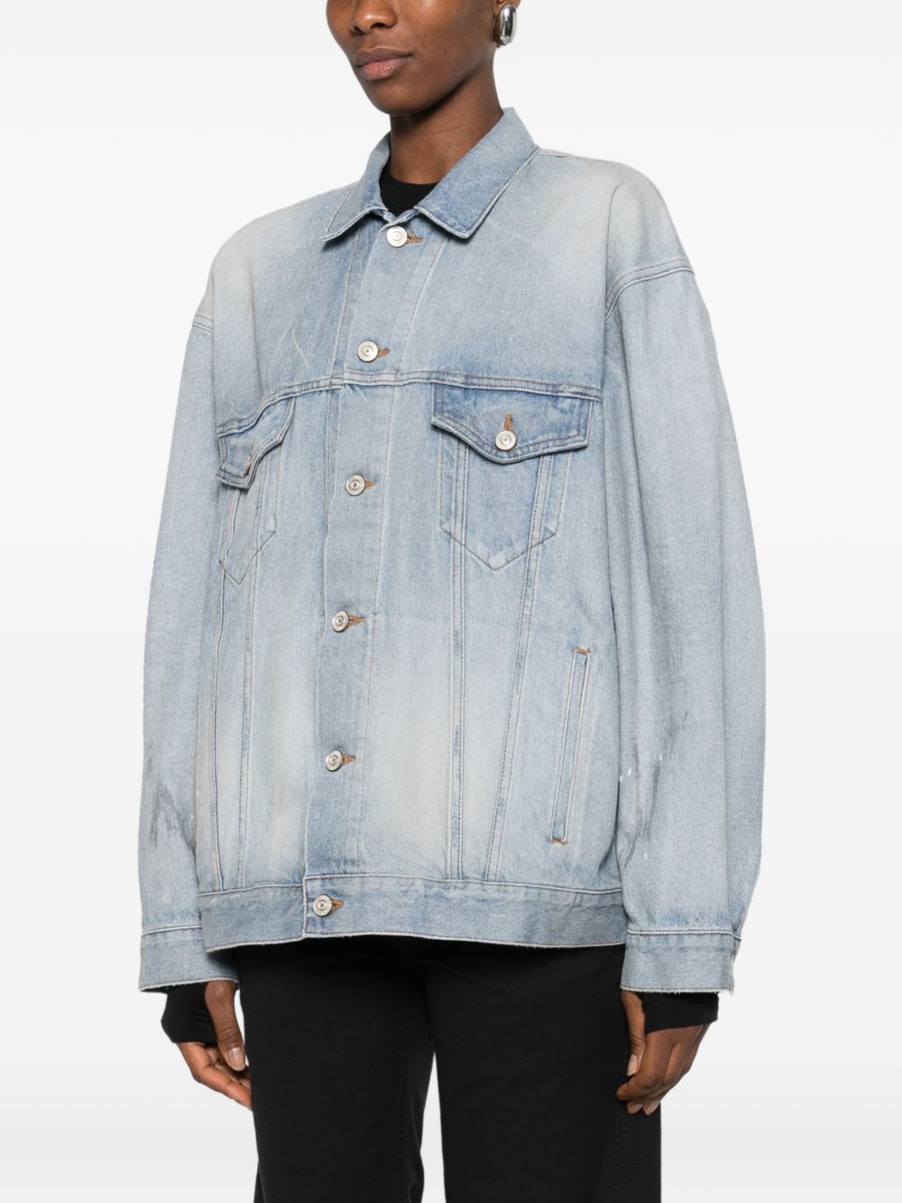 Balenciaga Denim Button Jacket Clear Blue clear blue
