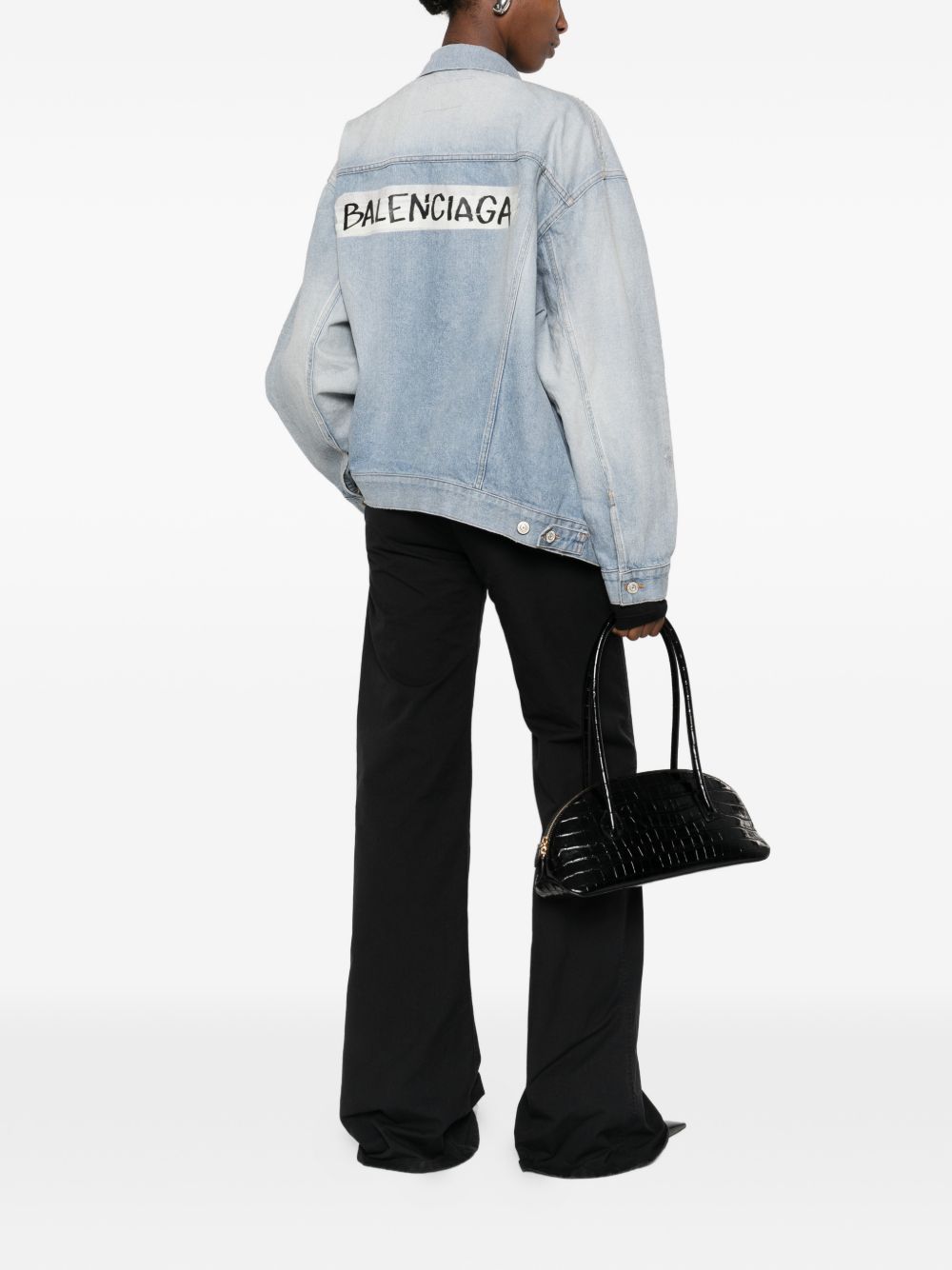 Balenciaga Denim Button Jacket Clear Blue clear blue
