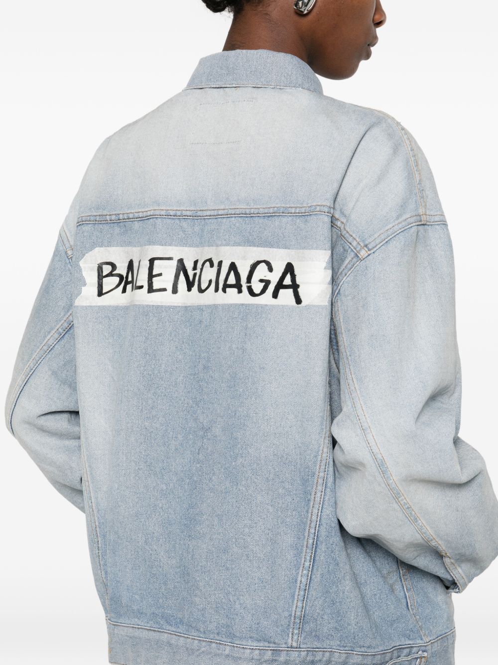 Balenciaga Denim Button Jacket Clear Blue clear blue