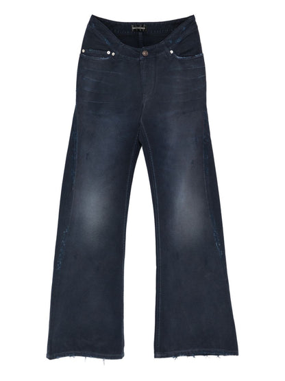 Balenciaga Regular Fit Frayed Jeans Blue