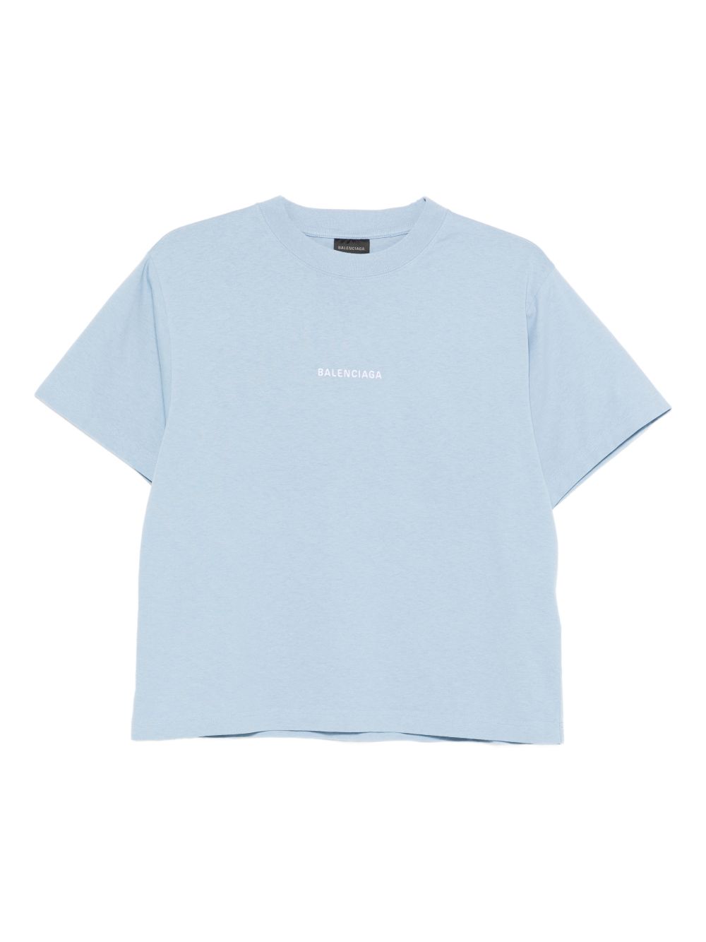 Balenciaga Logo Cotton T-Shirt Clear Blue