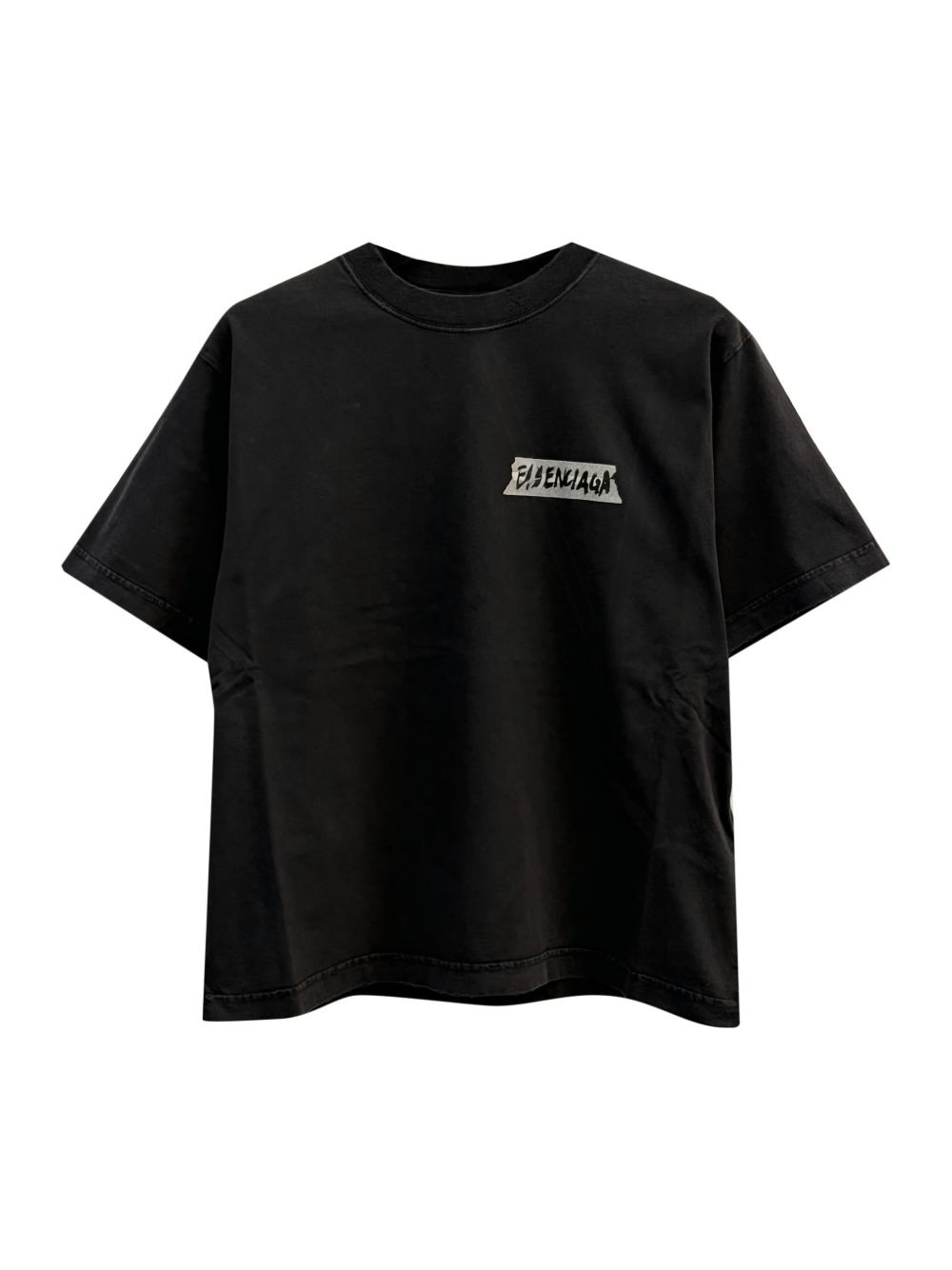 Balenciaga Logo Cotton Crewneck T-Shirt Black