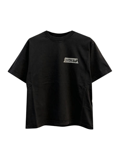 Balenciaga Logo Cotton Crewneck T-Shirt Black