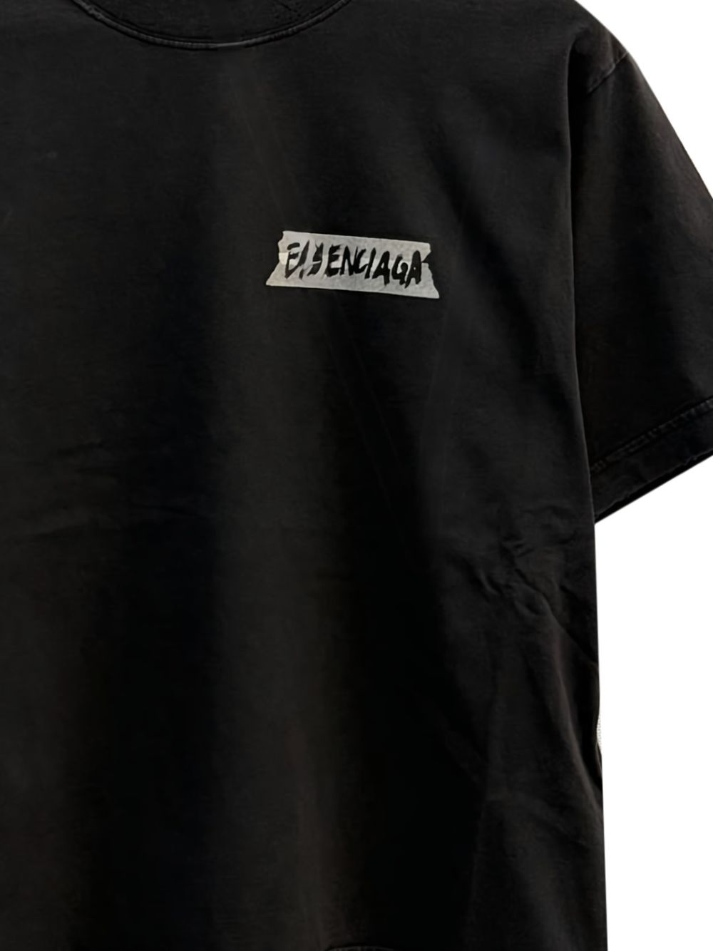 Balenciaga Logo Cotton Crewneck T-Shirt Black