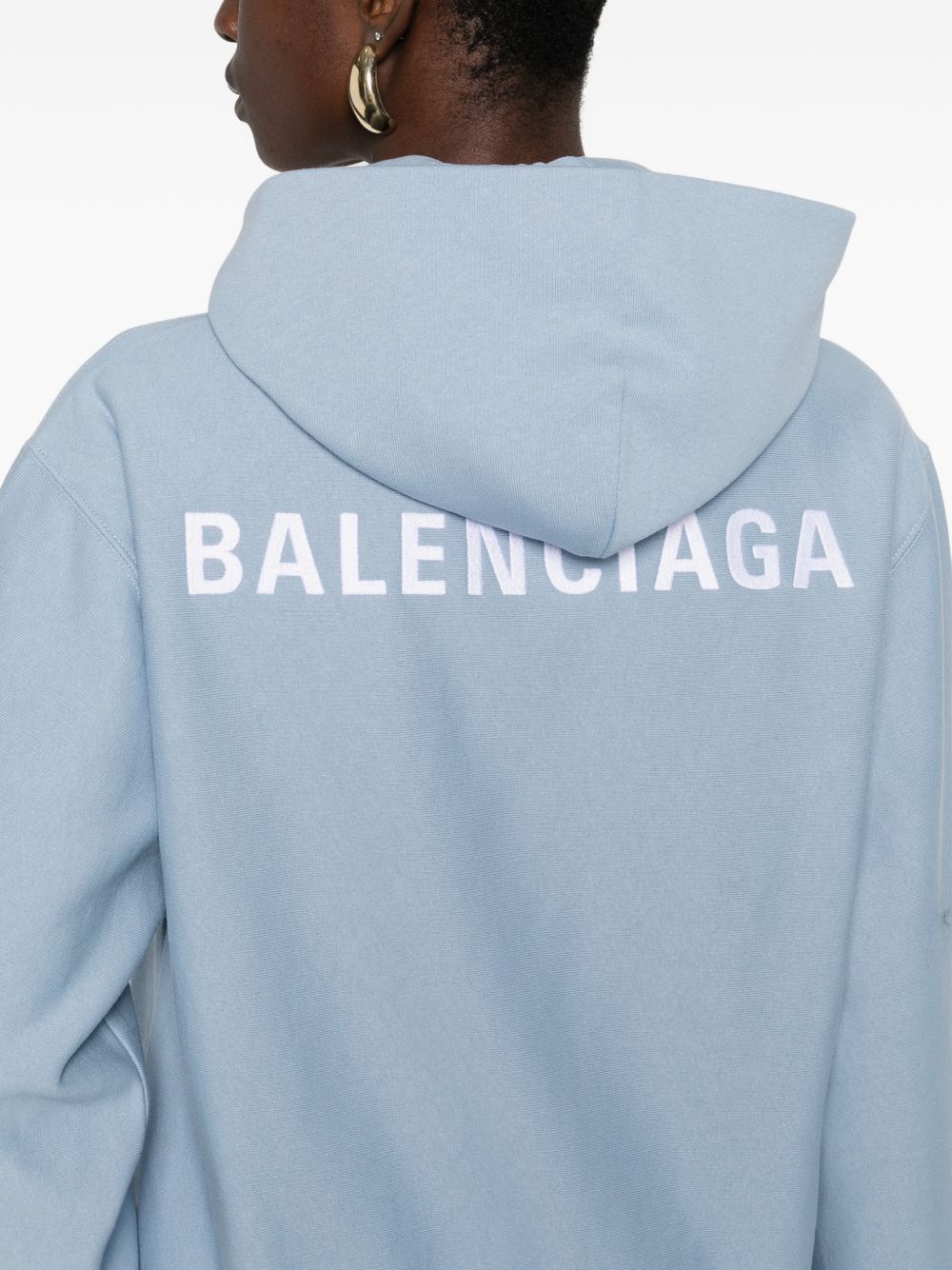 Balenciaga Zip-Up Hooded Sweater Clear Blue