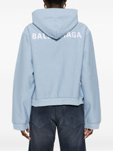 Balenciaga Zip-Up Hooded Sweater Clear Blue