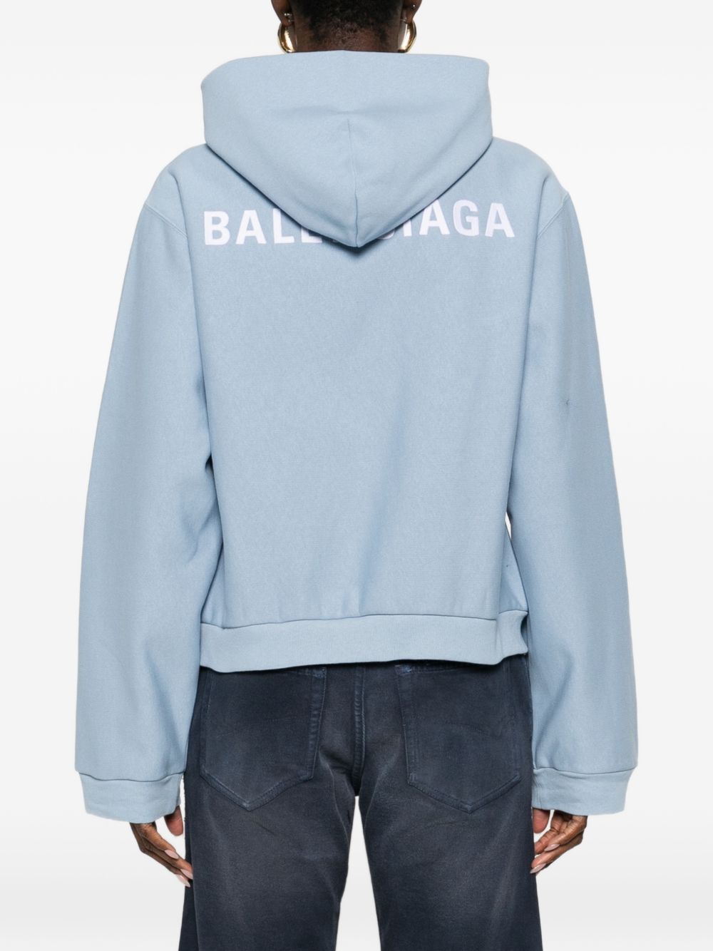 Balenciaga Zip-Up Hooded Sweater Clear Blue