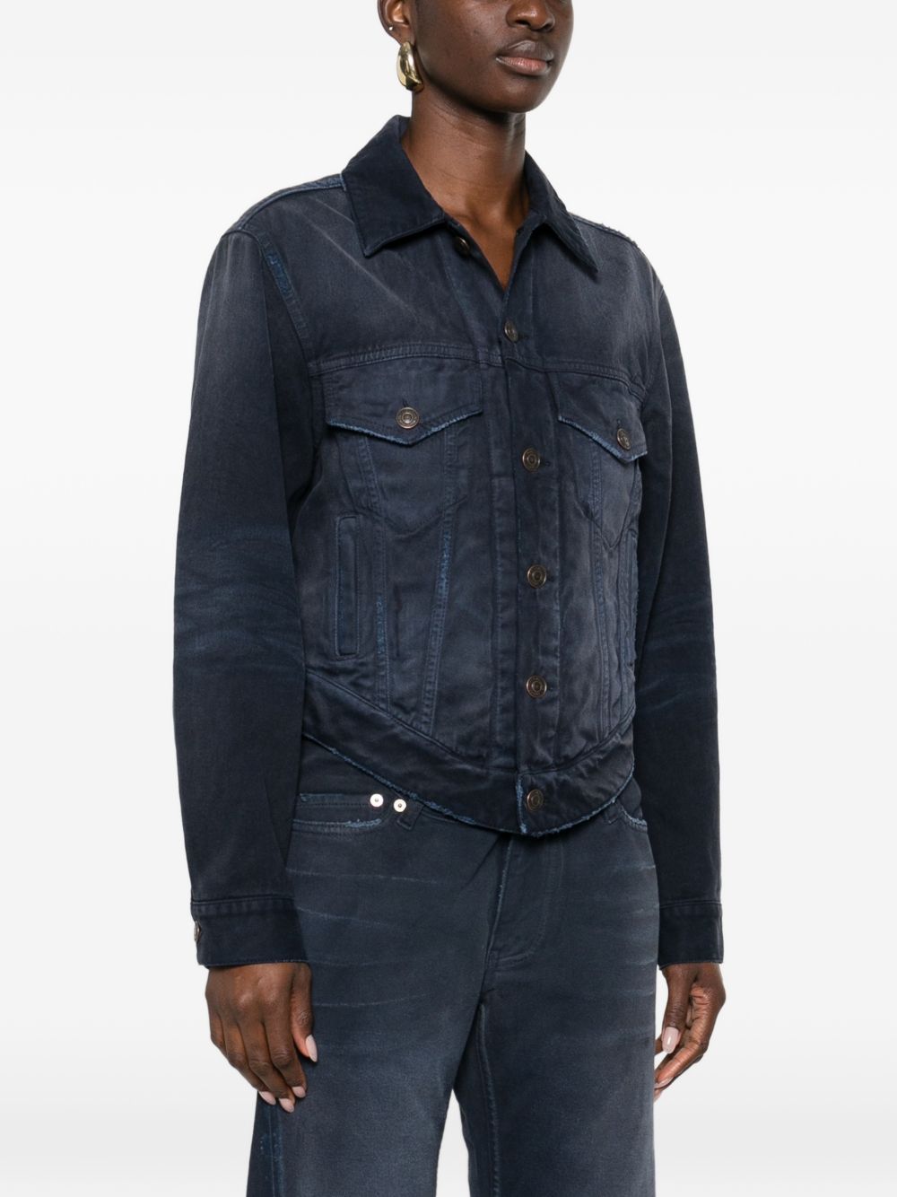 Balenciaga Buttoned Cotton Coat Blue