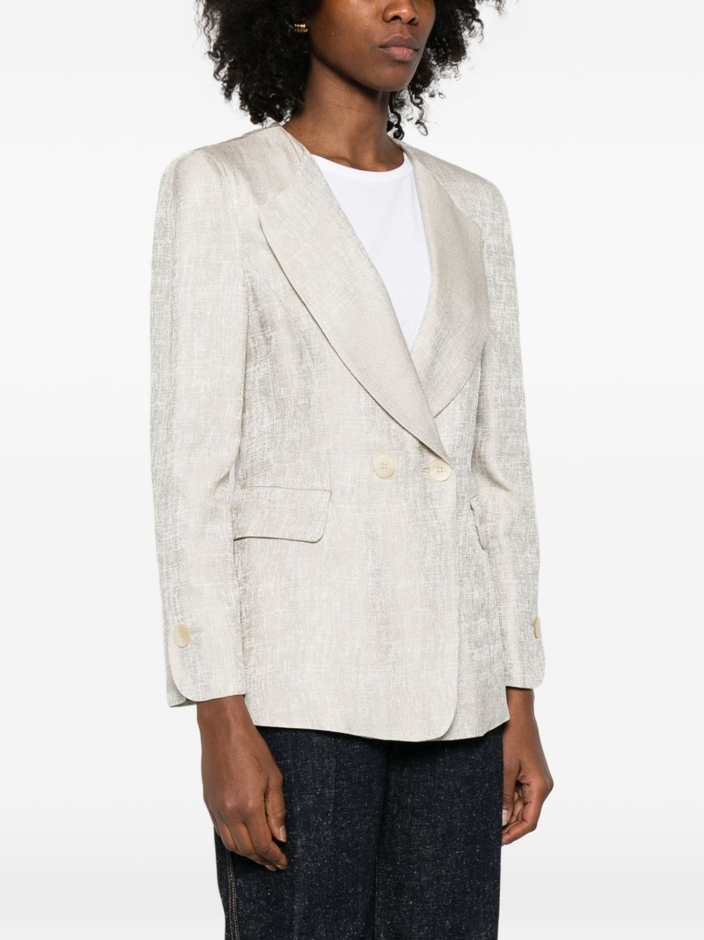 Emporio Armani Double Breasted Viscose Jacket Beige