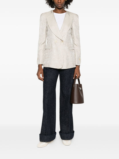 Emporio Armani Double Breasted Viscose Jacket Beige